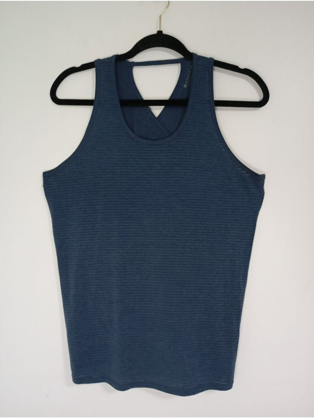 Athleta Blue Ribbed Tank Top With Back Knot Detail Small